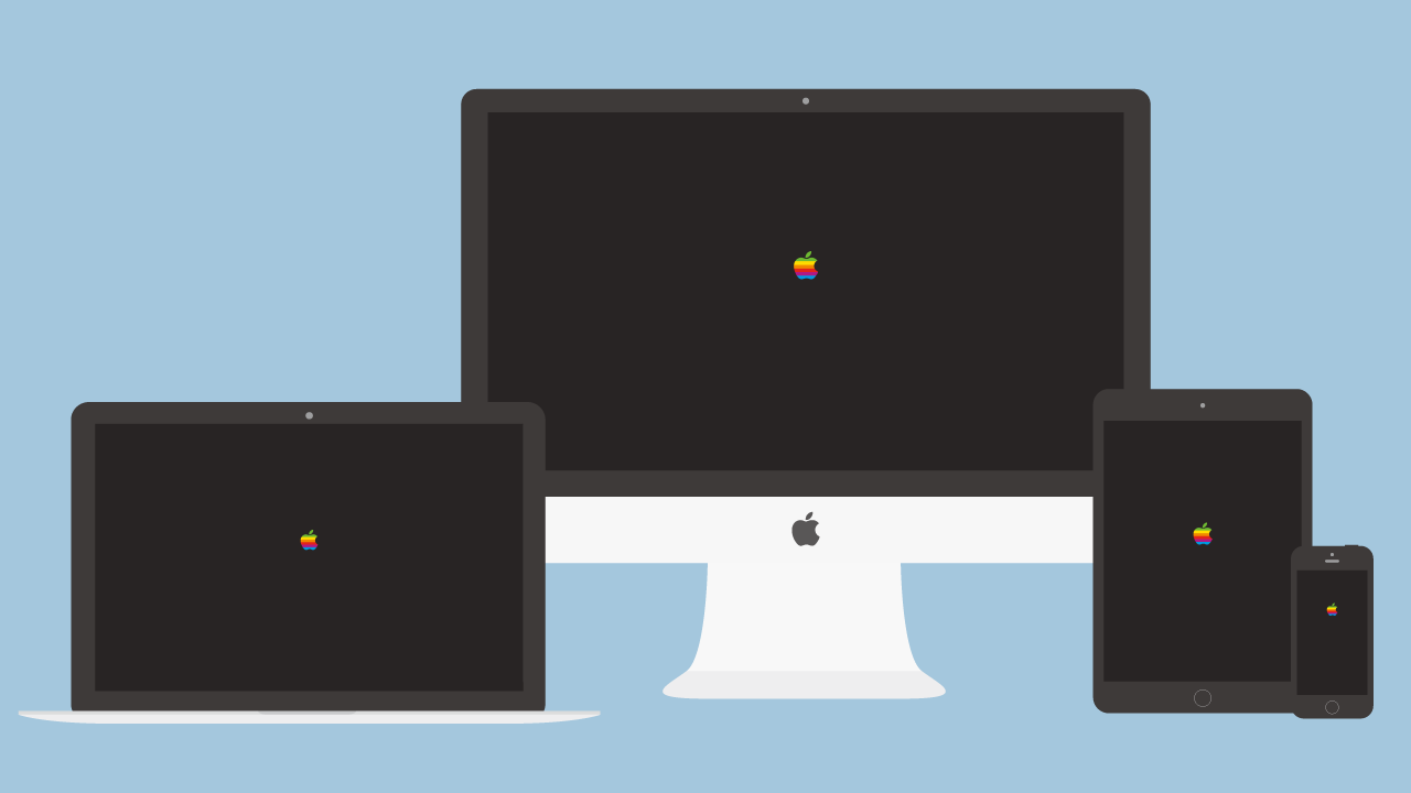 Apple レインボーロゴ壁紙配布します iMac, MacBook, iPad, iPhone X, iPhone, iPod Touch 各種用
